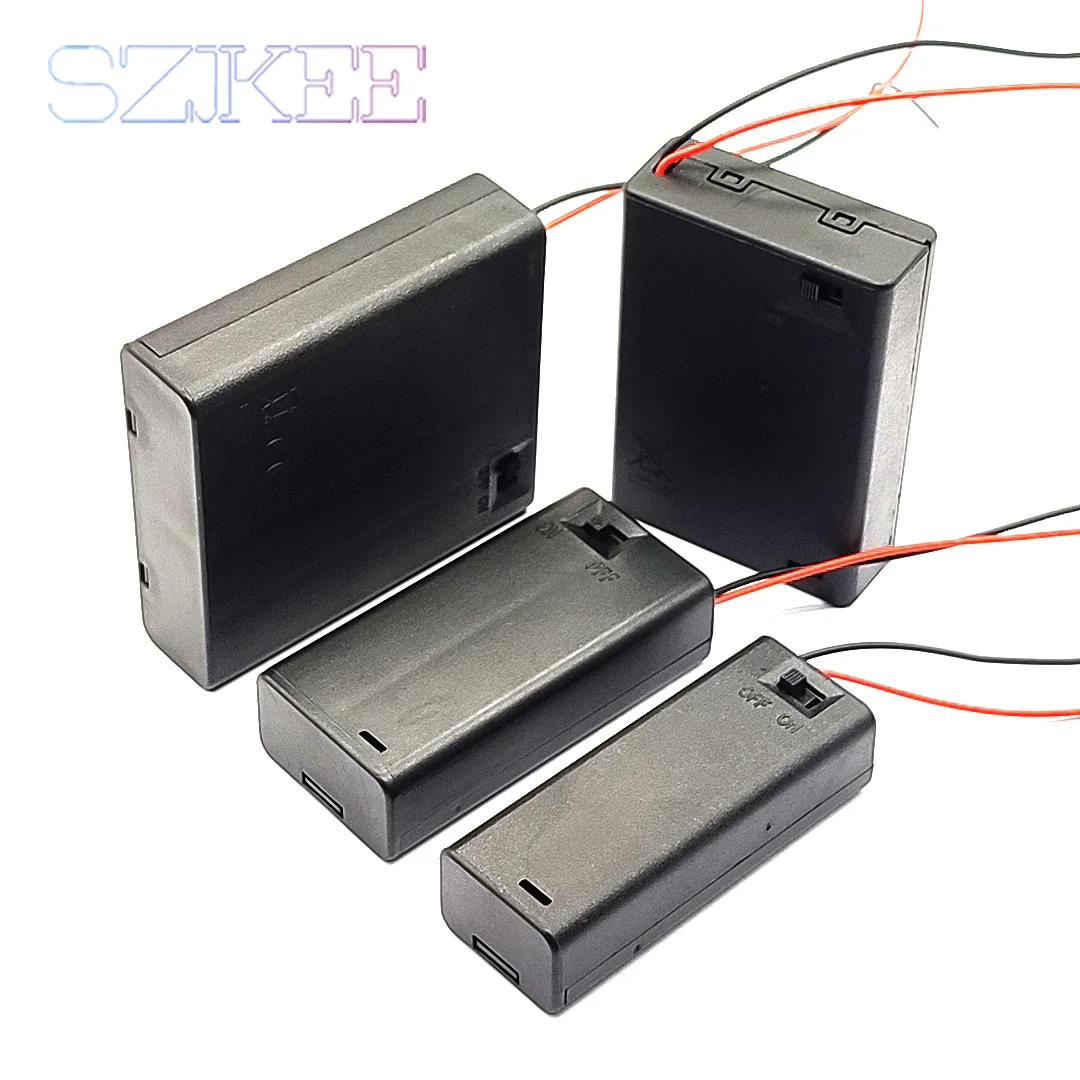 AA Battery Box AA Battery Holder AA Box AA Storage Case With Switch With Cable 1/2/3/4 Slot 1.5V/3V/4.5V/6V