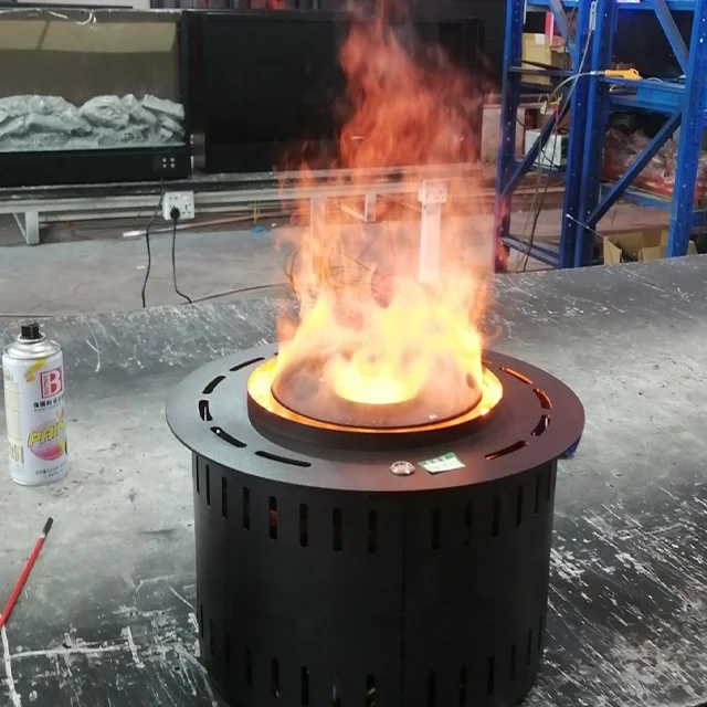 35CM Indoor Electric Fireplace Fire Bowl Water Vapor Steel Column Shape Steam Flame Effect Insert Water Fire Decoration