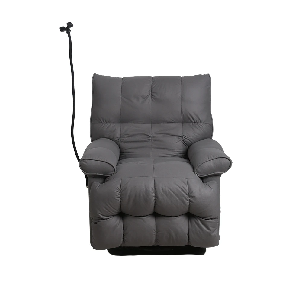 Grey Electric Gaming Recliner Sectional Sofa Synthetic Leather Massage Feature Leg Rest Phone Holder