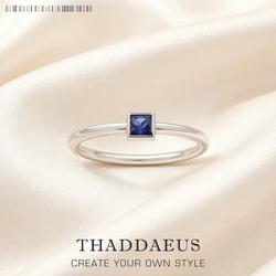 Blue Stone Square Timeless Ring Europe Style Fine Jewerly For Women Romantic Gift In 925 Sterling Silver