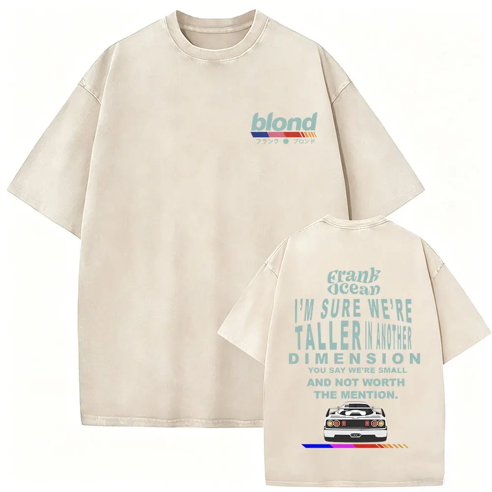 Camiseta Vintage Lavada de Rapper Frank I'm Sure We're Taller in Another Dimension, Camisetas Retro Ocean, Camisetas Blond Hip Hop, Ropa Urbana para Hombre