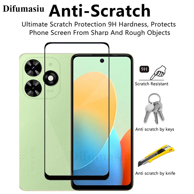 For Tecno Spark GO 2024 Tempered Glass  Screen Protectors Soft Camera Lens Protector Full Cover Screen Glass 3in1  Back Film