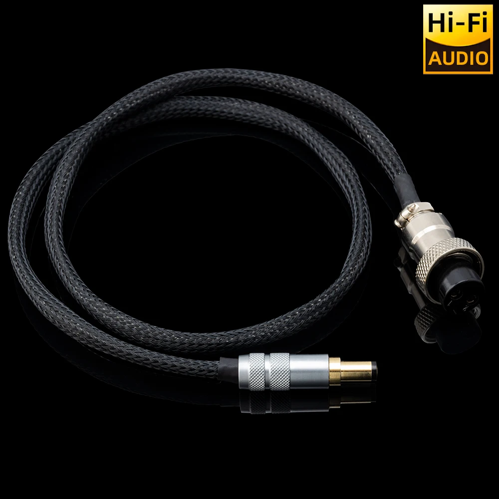 ▲OCC Silver Plated HIFI DC Cable GX16 2 Pin To DC2.1mm DC2.5MM Phono Amplifier Cable AC/DC 5.5*2.1mm Linear Power Supply Cable