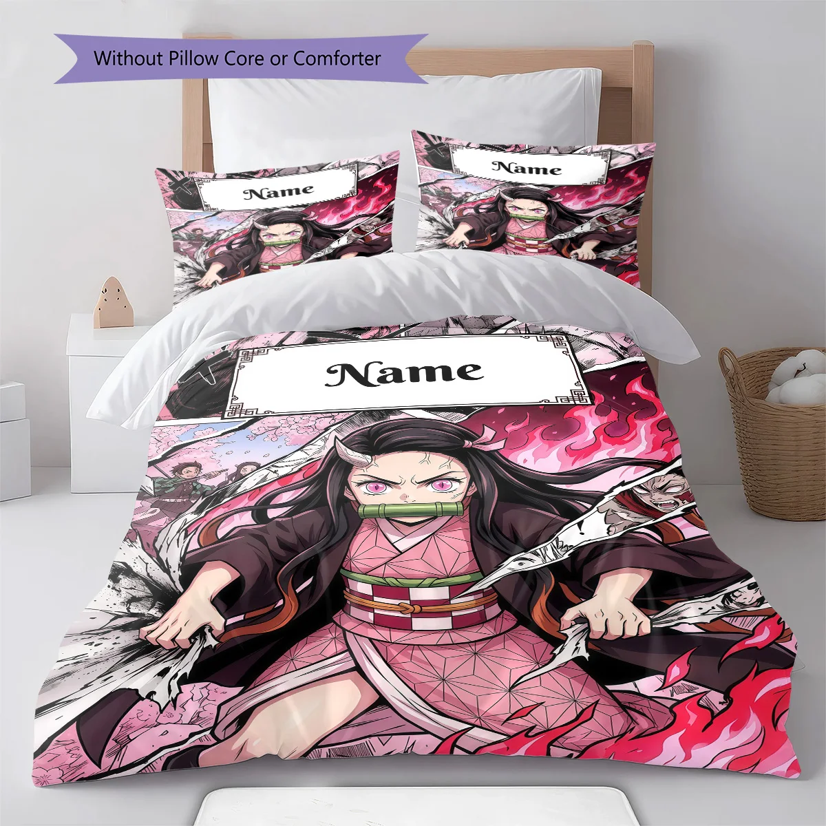Nezuko Anime Custom Bedding Set Duvet Cover Pillowcase Soft Bedroom Decorative Home Style -QJY
