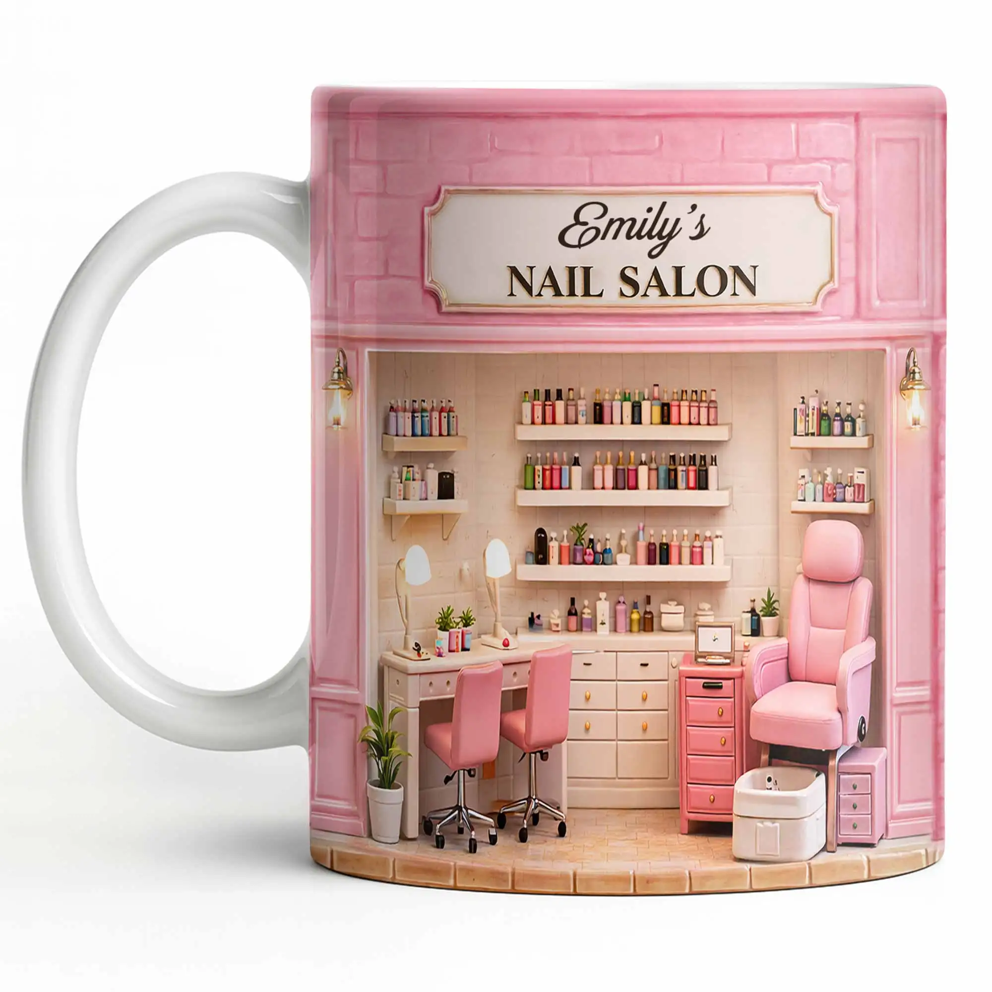 High-Quality Custom Name Mug for Nail Salons - Stylish Ceramic Water Cup, Perfect as Shop Opening or Membership Gift