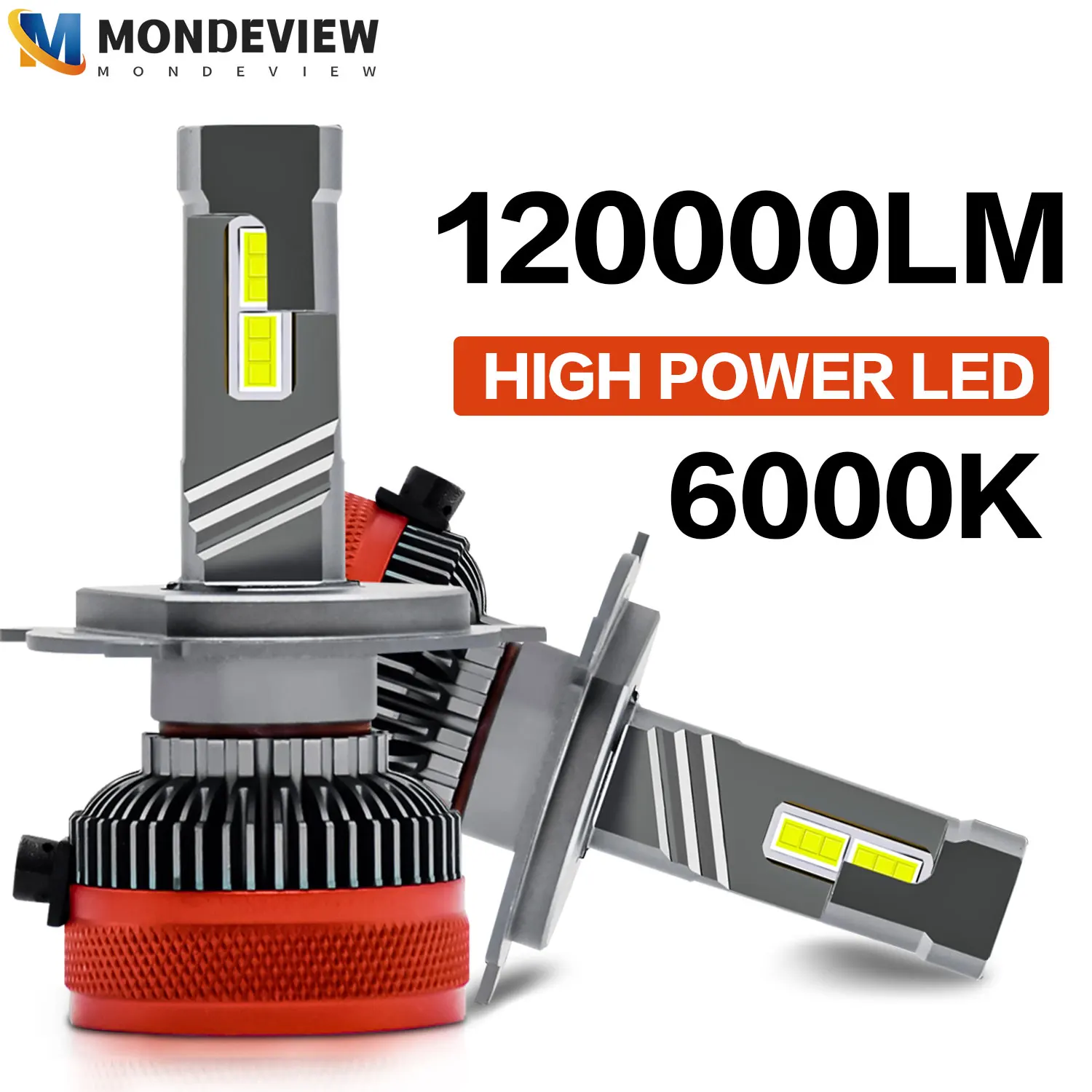 

MONDEVIEW A1 H1 H4 H7 H11 9005 9006 LED Car Headlights 6000K White Light 1200W High-power 120000LM High Brightness Headlights