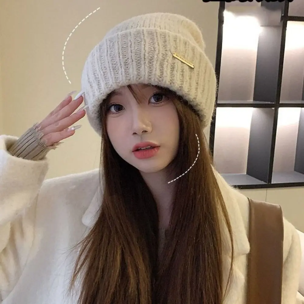 Retro Warm Cap Knitted Hat Wool Hat Jennie Style Crochet Basin Cap Solid Color Korean Knit Beanie Winter