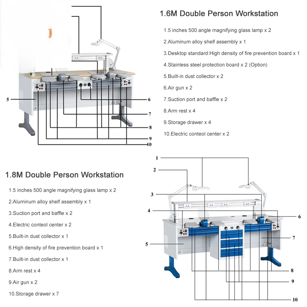 Stainless Steel Technician Work Station Assembly High Density Fireproof Wood Table Workbench for Dental Laboratory