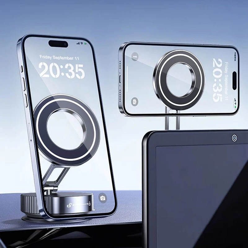 

Magnetic Car Phone Holder Foldable Design 360° Adjustable Vacuum Mount for Car/Desk/Bathroom/Universal Use For iPhone Samsung