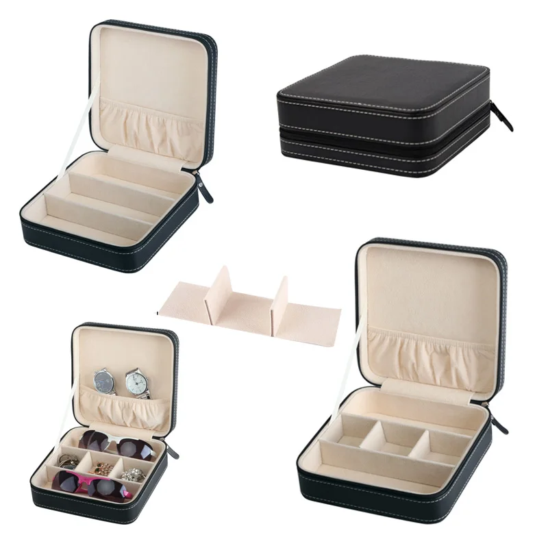 

3-полосный чехол для хранения солнцезащитных очков на молнии с функцией органайзера для часов/ювелирных изделий