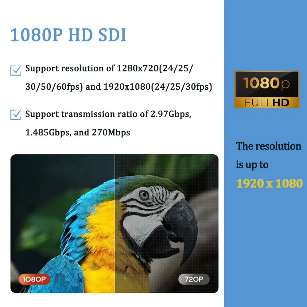 HD SDI Signal Amplifier SDI Repeater 500m Fiber Extender Including Transmitter and Receiver