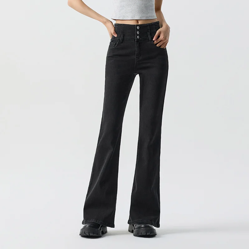 Semir 2024 Jeans Women High-Waist Trousers Showing Leg Length Spring New Style Simple Bell-Bottoms Hong Kong Style