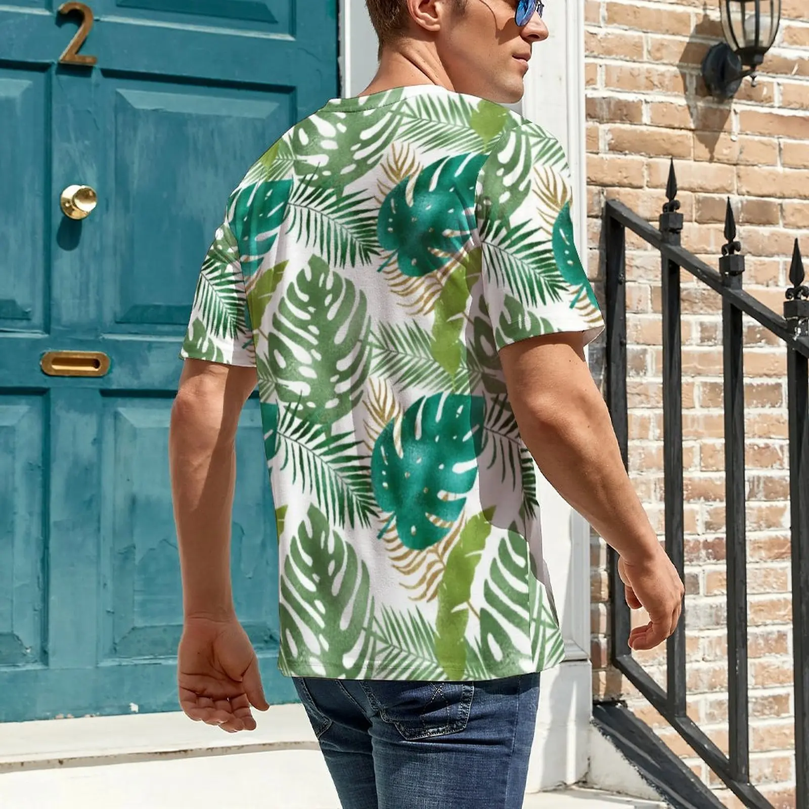 Green Leaf T Shirt Variety Metallic Print Hippie T Shirts Male Classic Tshirt Original Short-Sleeve Design Tees Large Size