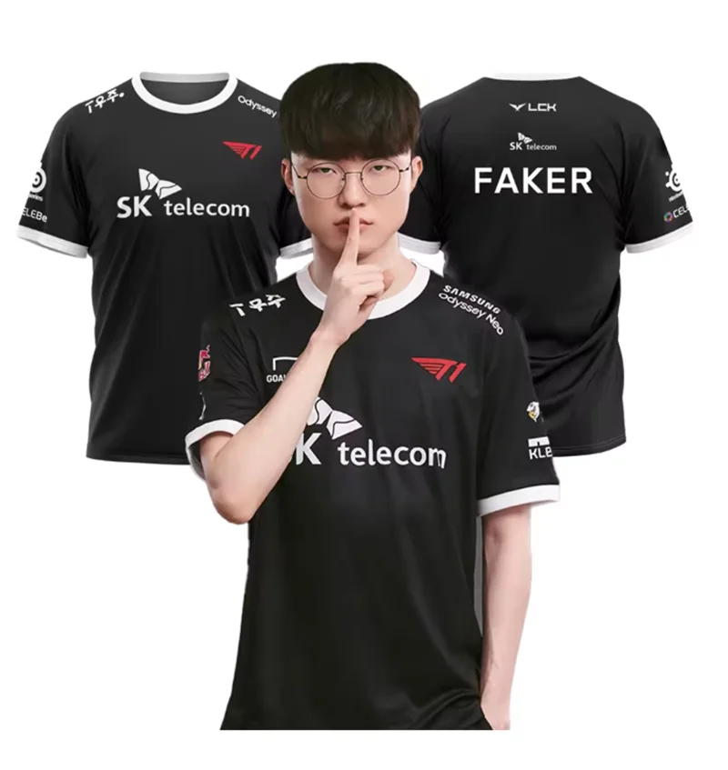 2025T1 فريق الملابس الرياضات الإلكترونية تي شيرت LOL جامعة الأساطير النهائي SKT MSI Faker الرجال لعبة رياضية تي شيرت عادية تنفس #1