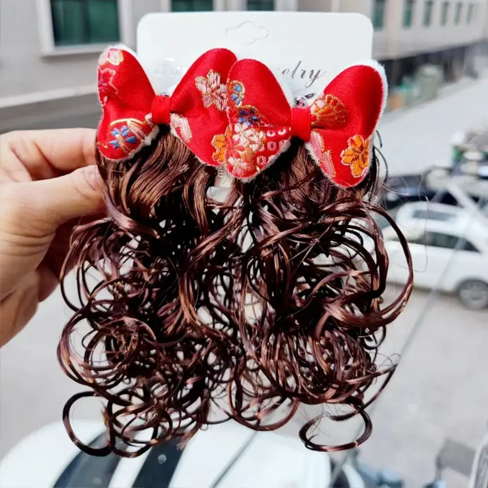 Kids Headwear Party Girls Fluffy Daily Hair Extension Hair Accessories Baby Wig Hairpin Bowknot Hairclip Children\'s Bow Wig