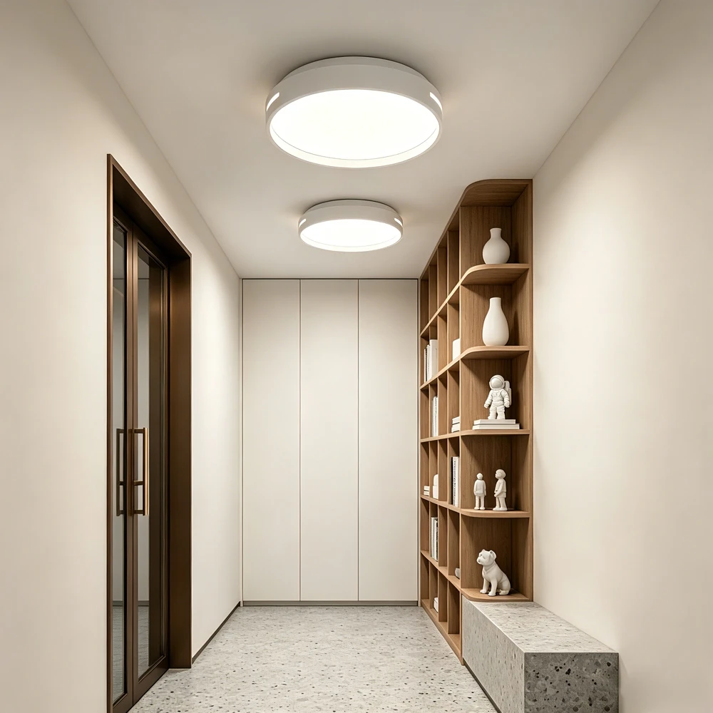 Modern Round LED Ceiling Light Remote Control Dimmable 3000K-6500K CRI80+ Eye Protection No Flicker LED Ceiling Lamp for Bedroom