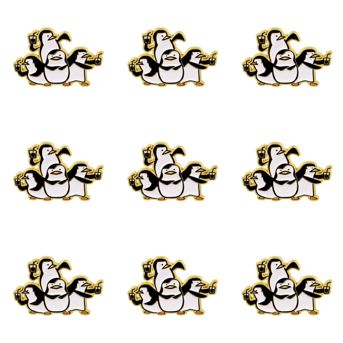 9-teiliges Set niedlicher Pinguin-Emaille-Pins, Cartoon-Brosche für Mantel, Tierbroschen, Kragen- und Reversnadeln, Metallabzeichen, Schmuckgeschenk für Freunde