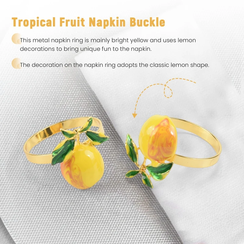 

napkin ring 12 Pieces Lemon Napkin Rings Summer Napkin Holders Tropical Fruit Napkin Buckle Decor for Summer Birthday Wedding