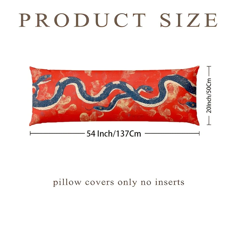 Vintage Snakeskin Short Plush Pillowcase, 50.8X137.16 cm - Reversible Zippered Cushion Cover, for Sofa And Bedroom Decor, Hand W