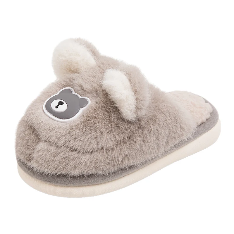 2024 Winter Nieuwe Kinderen Katoenen Slippers voor Meisjes Jongens Mode Koreaanse Stijl Schattige Beer Zachte Comfortabele antislip Warme Schoenen