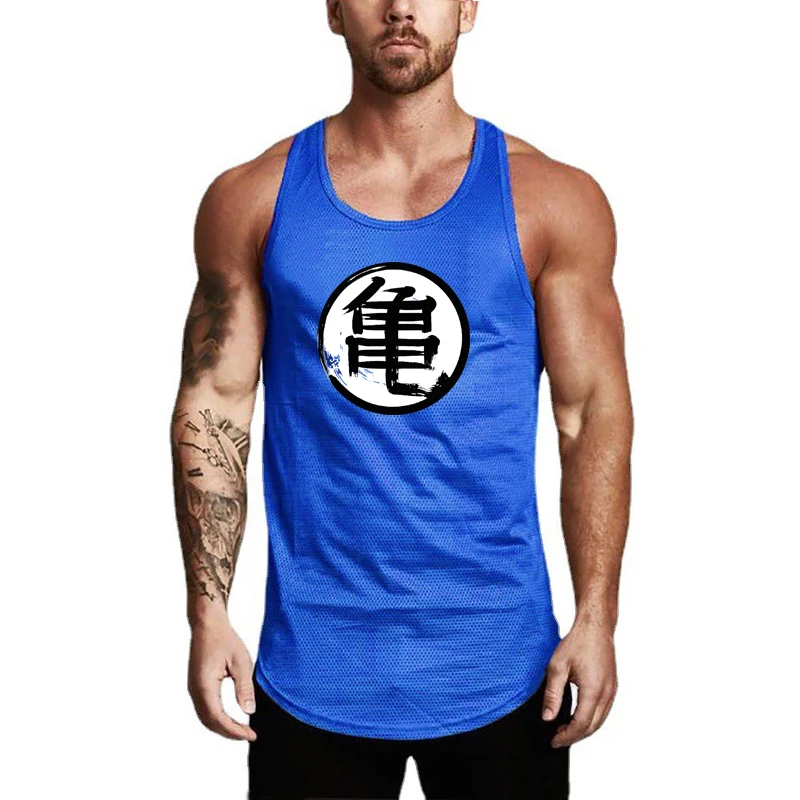 Mens Slim Fit Running Sport Fitness Tank Tops Mesh Breathable Quick Dry Sleeveless T-shirt Gym Bodybuilding Training Clothing