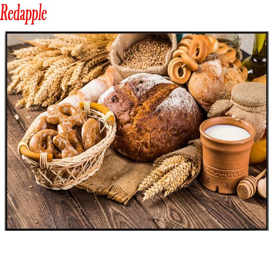 

Delicious food 5D diy diamond painting bread & milk pattern diamond embroidery kitchen dining room decor diamond mosaic crafts