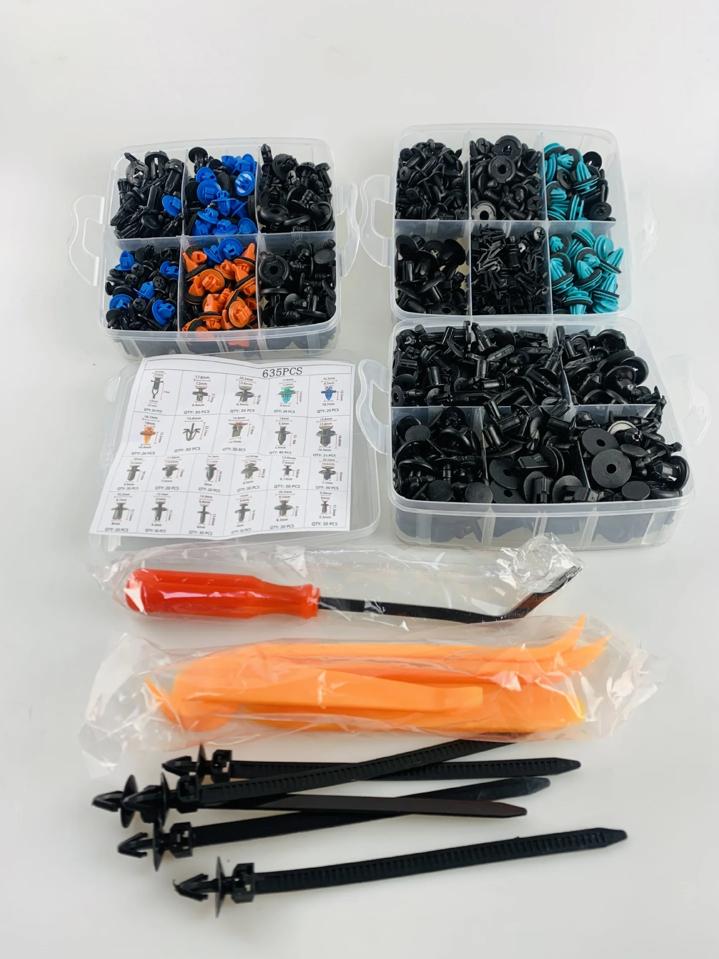 635pcs Car Plastic Fastener Clips Set with Box Mixed Auto Body Push Retainer Pin Rivet Bumper Door Trim Panel Fastener Clip Kit