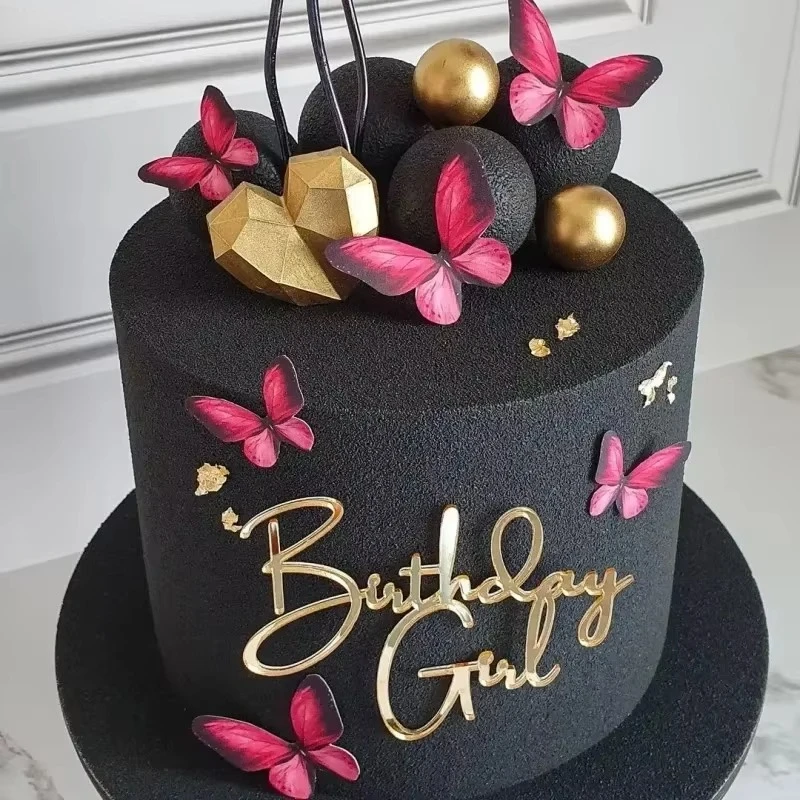 Unique Boy or Girl Side Cake Topper for Baby Shower with Gold Acrylic Decoration Baking Decorating Tools Party Supplies