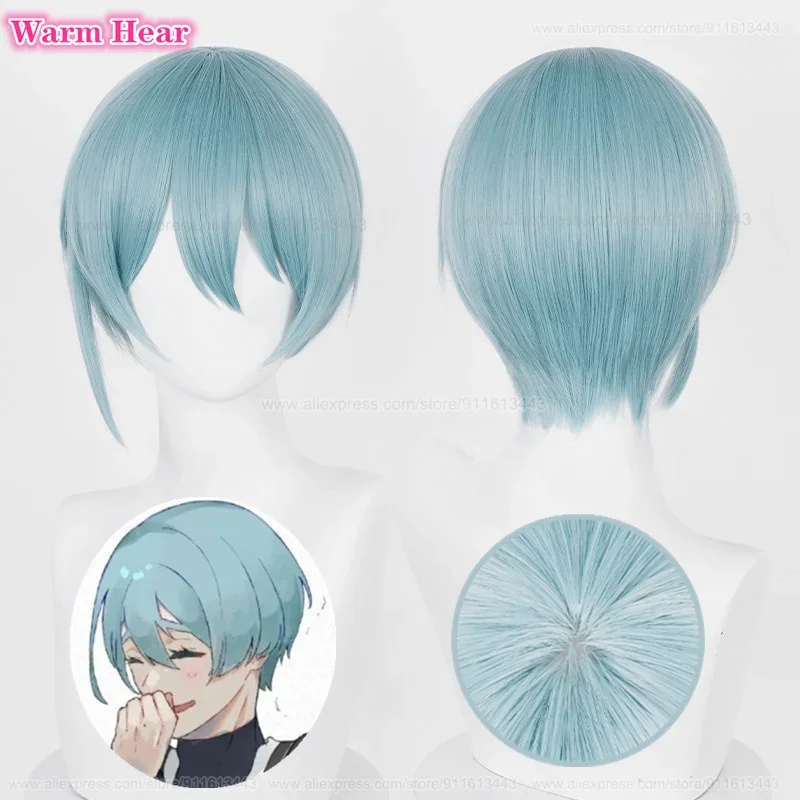 Hiori yo cosplay wig anime hiori short 28cm light cyan blue wig heat resistant synthetic cosplay anime wigs wig cap