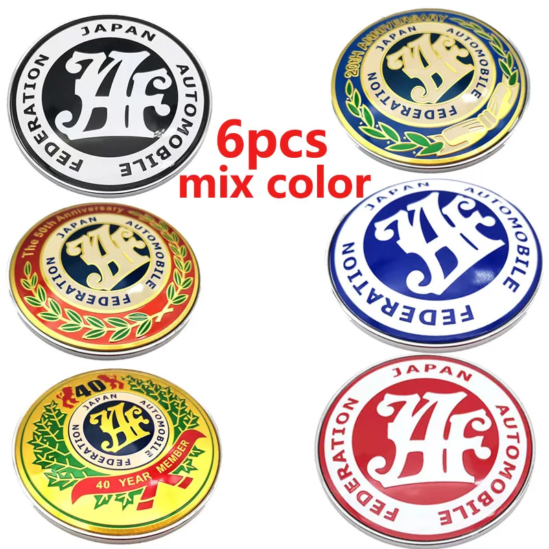 

6PC racing car front grille emblem styling sticker 9cm universal Federation Japan automobile JAF front grill badge car accessori