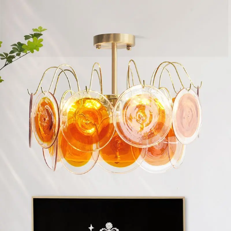 

Vintage Glass LED Pendant Light French Medieval Style Bedroom Restaurant Food Study Bedroom Chandelier Home Decor Light Fixture