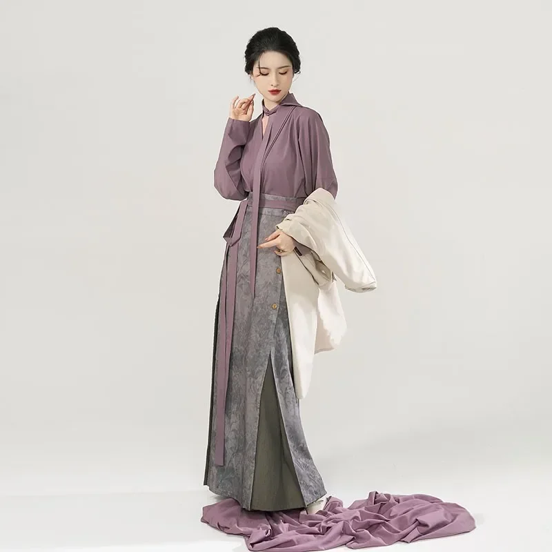 

Original Song Dynasty Hanfu Uniform Han Long Beizi Aircraft Sleeves Improved Skirt Commuting Work Costume