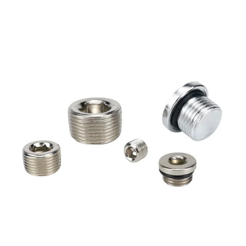 Pneumatic Fitting Air Connector Hexagon Socket Plug Stuffy Head Sealing Ring External Thread Teeth G1/8 G1/4 G3/8 G1/2 G3/4 G1