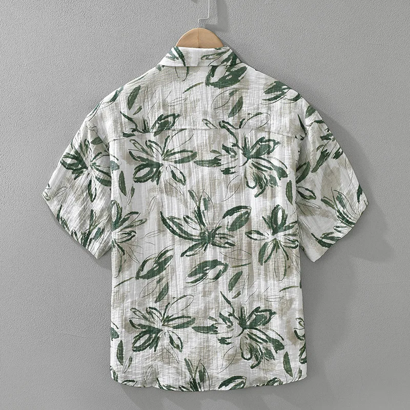 8203 Fresh Style Flower Print Good Quality Vintage Shirt Men's Summer Fashion Comfortable Short Sleeve Blouses Youth Streetwear