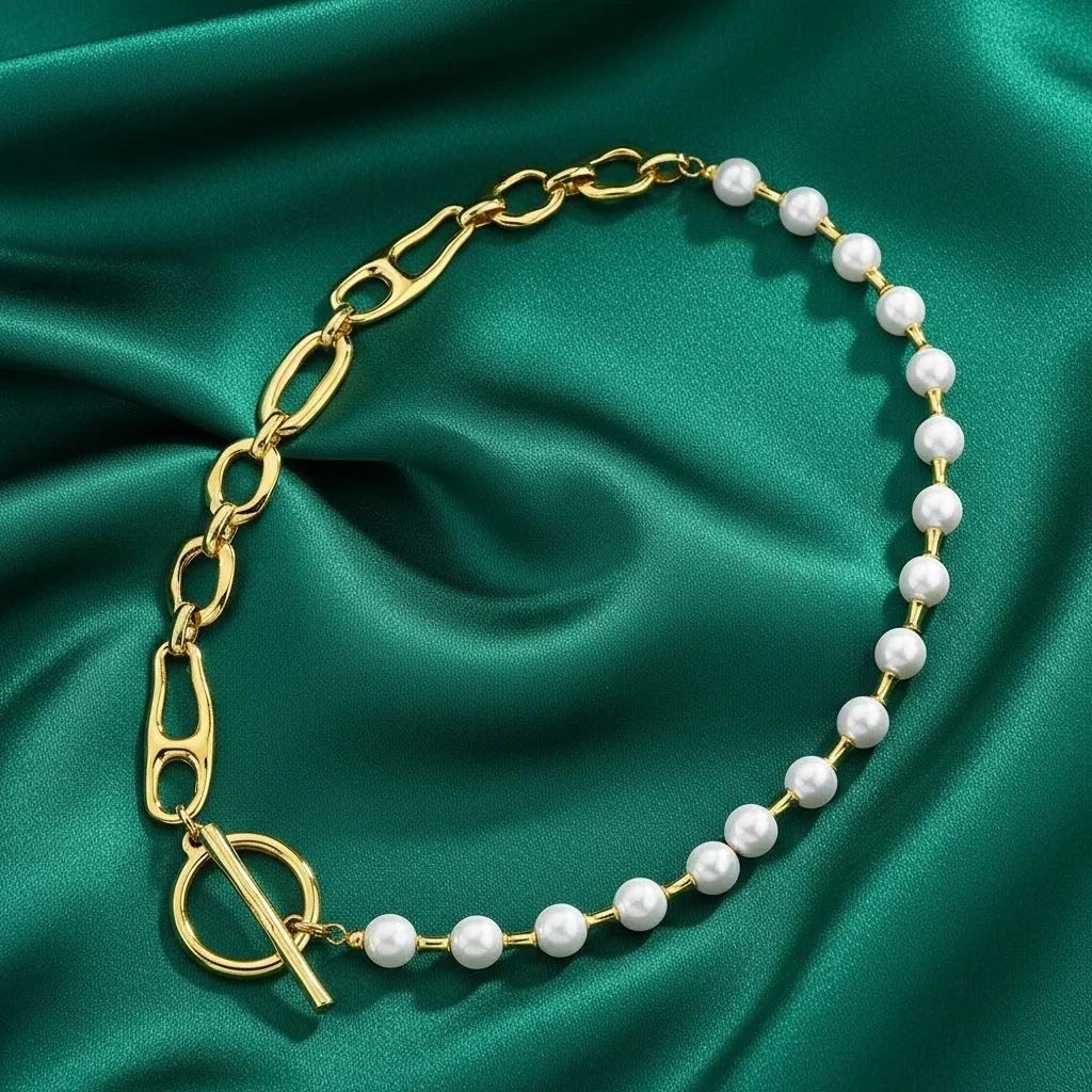 

Trendy Pearl Geometric OT Patchwork Design Necklace for Women Fashion Jewelry Unique Accessories