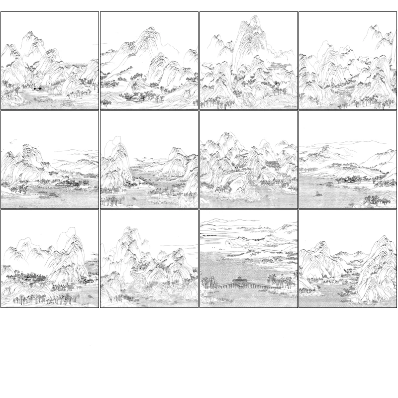 Professional Painting Line Draft Traditional Chinese Painting paper Landscape Line Drawing Colorful Picture Practicing Draft