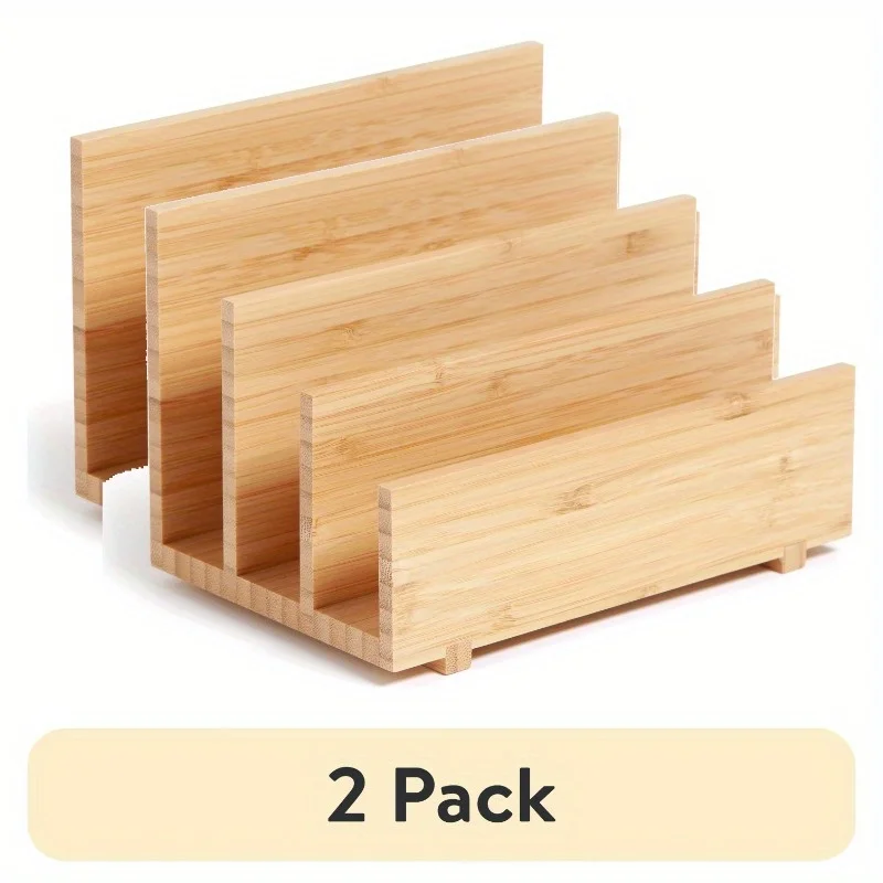 (2개 팩) 편지 분류기, 7.5" x 4.7" x 4.8", 대나무, 갈색, 데스크탑 정리함