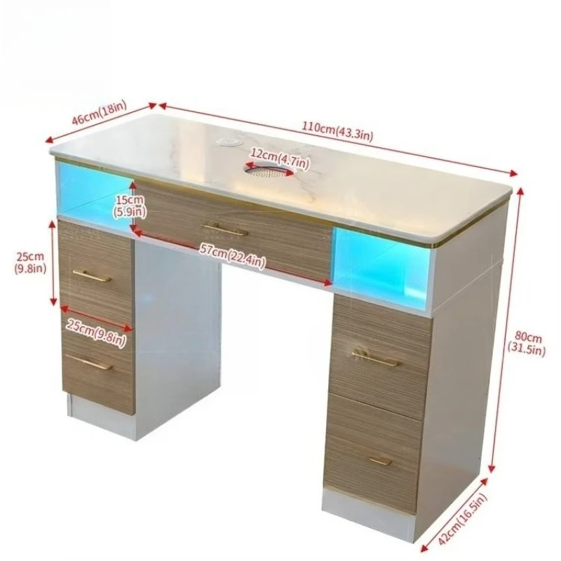 Nail salon station nail table with storage function