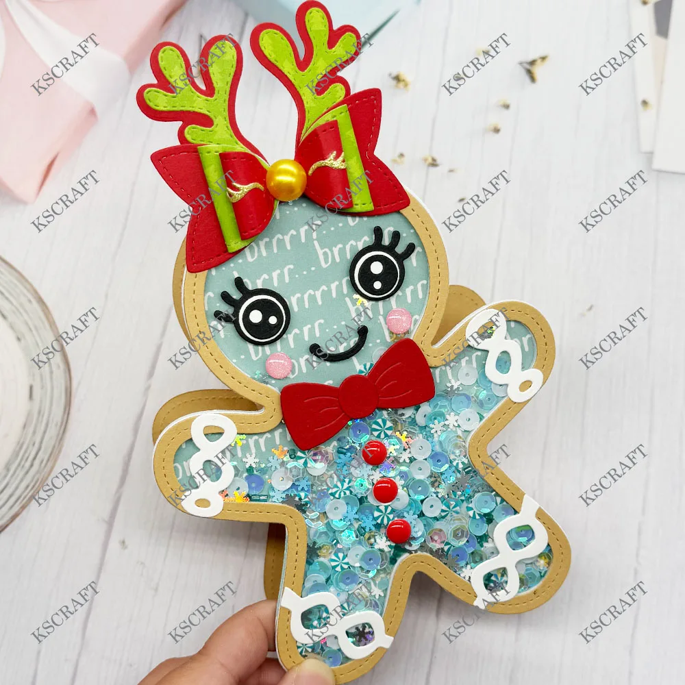 KSCRAFT Large Gingerbread Man Shaker Cutting Dies Stencils for DIY Scrapbooking Decorative Embossing DIY Paper Cards