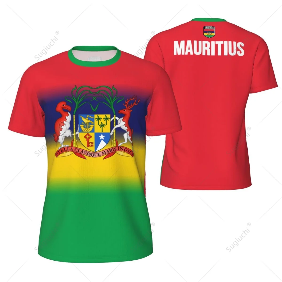 Sports Mesh T-shirt Mauritius Flag For Running Bike Soccer Tennis Football Fitness Tees 3D Printed Custom