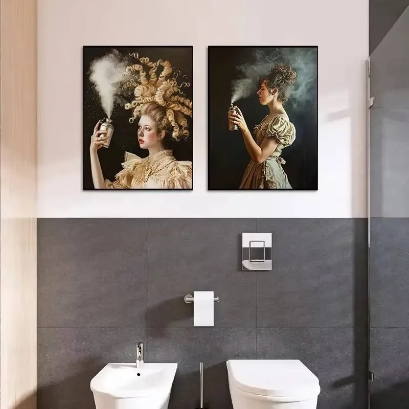 Retro stinky dark preppy style fun bathroom toilet bad smell poster canvas painting wall art picture home interior decoration