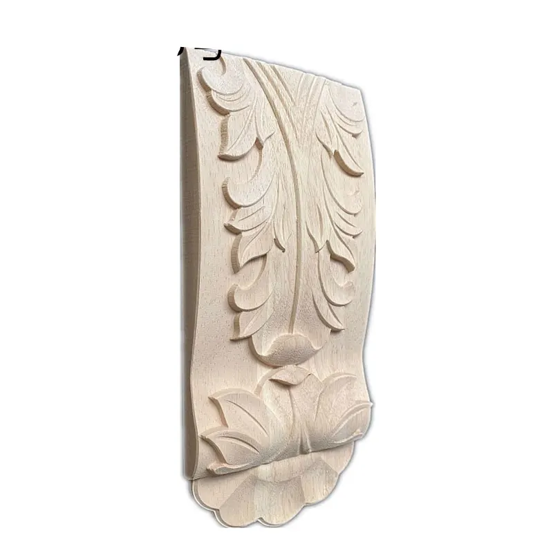 18cm 26cm Wood Carved Applique Unpainted Rose Flower Home Decor Furniture Legs Fireplace Door God Stage Stigma Pillar Decoration