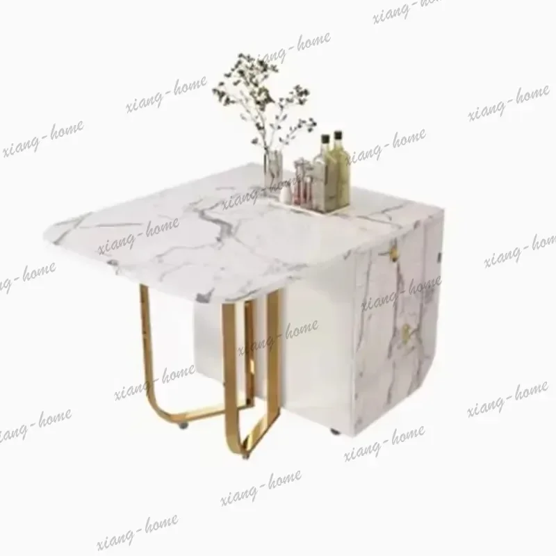White And Gold Designer Dining Table Marble Oval Nordic Luxury Modern Dining Table Side Kitchen