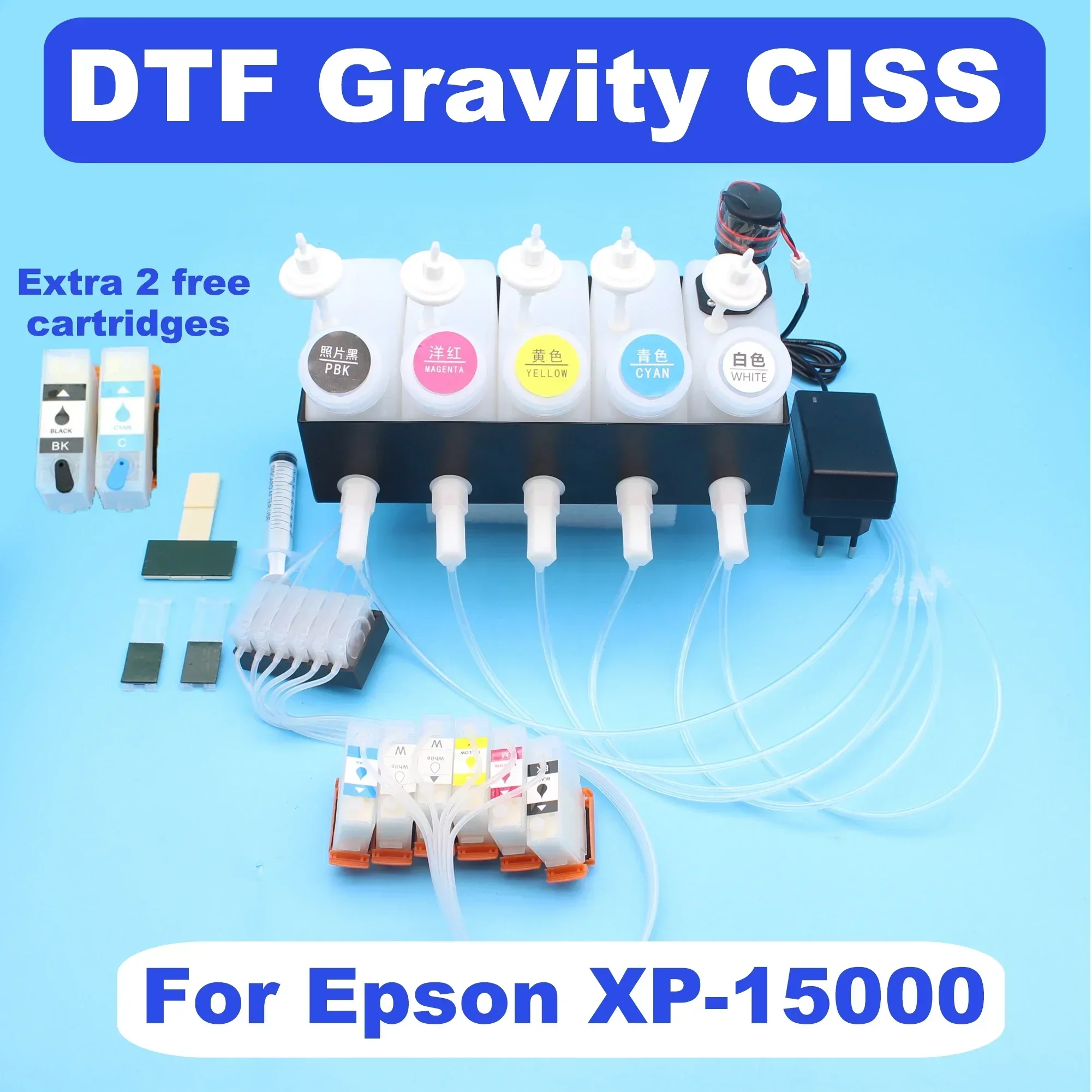 

XP15000 Gravity DTF CISS System Kit For Epson XP-15000 DTF White Ink Tank With Stirrer Bottom Ink Outhole Continuous Ink Supply