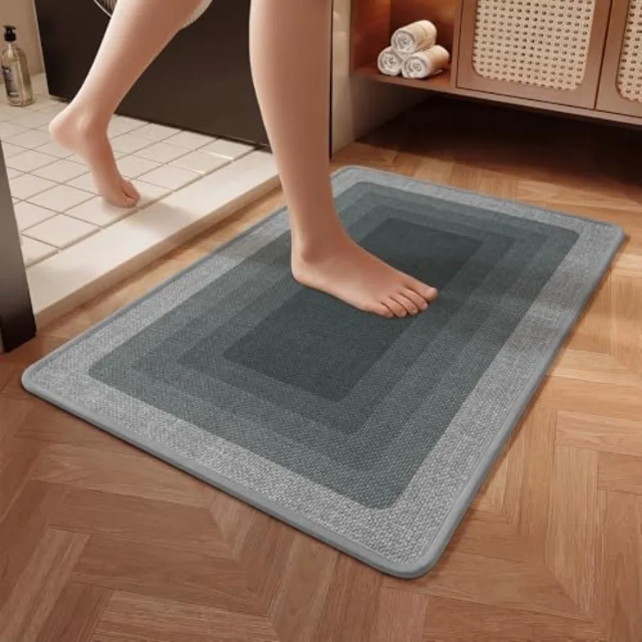 

Ultra Thin Bath Mat Bathroom Rugs Quick Dry Super Absorbent Washable Bath Shower Mats Rubber Backing Non Slip Bathroom Rug Fit