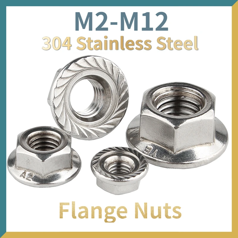 50/ 20/10/5ชิ้นสแตนเลสคุณภาพสูงหัวหกเหลี่ยมแกนล็อคเกลียวล็อค DIN6923 M3 M4 M5 M6 M8 M12 M10