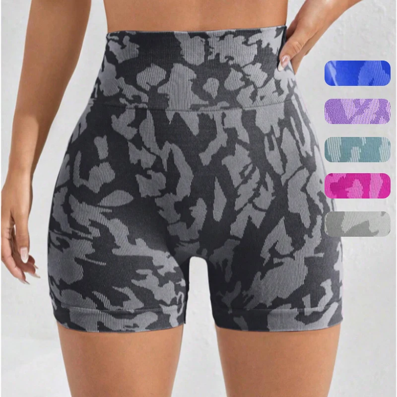 

Women Seamless Tie Dye Yoga Shorts Nylon Slim Leggings Workout Sports Shorts Stretchy High Waist Hip Liftting Fitness Leggings