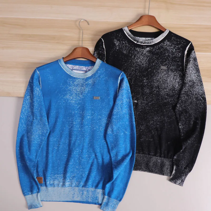 

Retro Waed Cotton Knitwear Long Sve round Ne Men's Autumn Winter Casual Comfortable Breathable Full Cotton Garment
