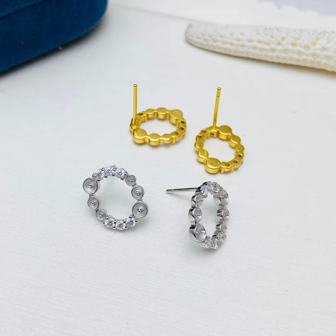 

Оптовая продажа, серьги из стерлингового серебра 925 пробы, фурнитура для крепления, базовые монтажные детали, аксессуар для жемчуга 3-3,5 мм, 5 пар/лот