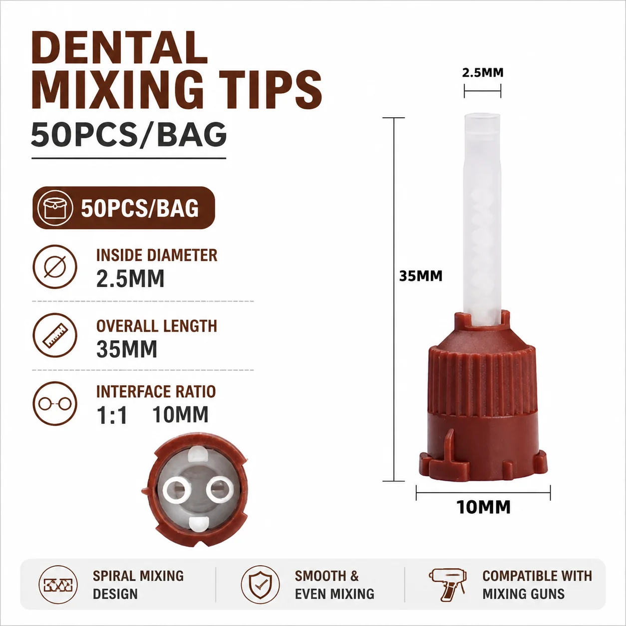 50/100 Stück Dental-Mischspitzen Einweg-Mixer 1:1 Gelbe Mischspitzen Einweg-Zahnmedizin-Mischspülungen Mischrohr